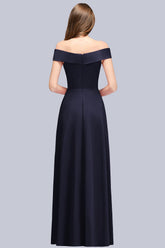 Popular Off-the-Shoulder Ruffle Navy Bridesmaid Dresses Online-27dress